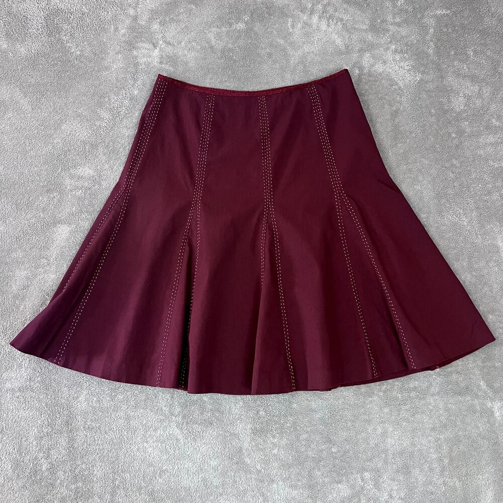 Anthropologie Elevenses Short Skirt Womens 8 Pleated Embroidered Trim Boho